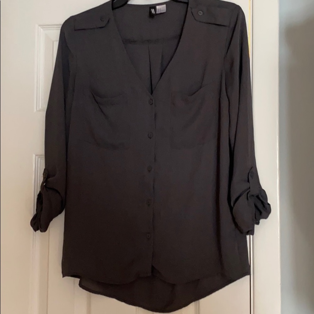 Grey Button Down Blouse